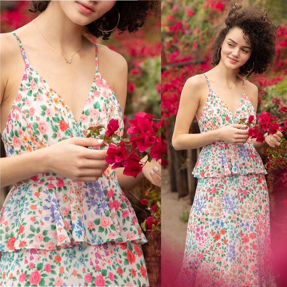 Yumi Kim Kaia Floral Printed Ruffle Maxi Dress Kingston Garden Size 2 - Picture 2 of 12